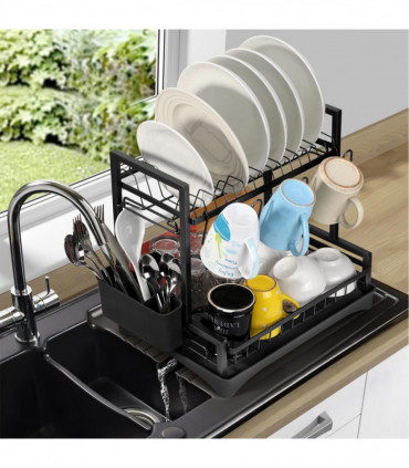 VINSANI 2 TIER DISH DRAINER BLACK 1010429