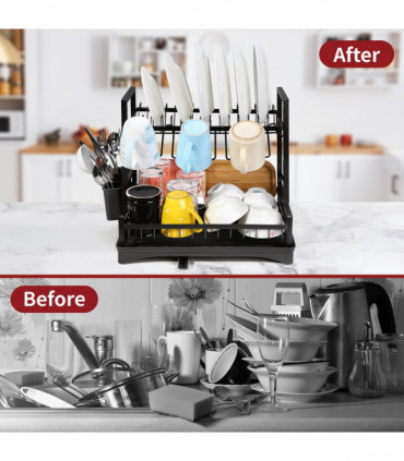 VINSANI 2 TIER DISH DRAINER BLACK 1010429