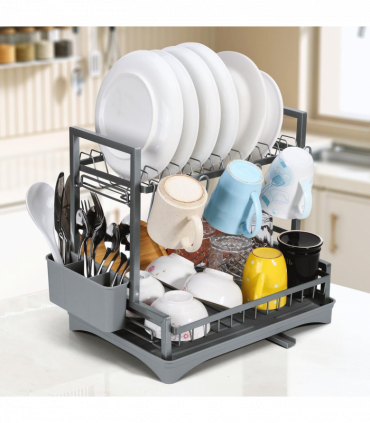 VINSANI 2 TIER DISH DRAINER GREY 1010430