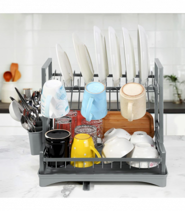 VINSANI 2 TIER DISH DRAINER GREY 1010430