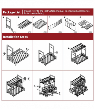 VINSANI 2 TIER DISH DRAINER GREY 1010430