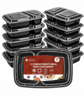 VINSANI 20pk 2 COMPARTMENTS MEAL PREP CONTAINERS 1010475