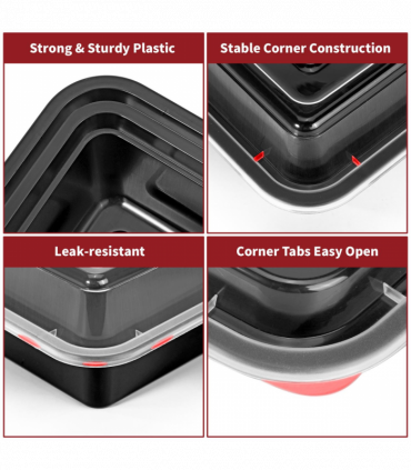 VINSANI 20pk 2 COMPARTMENTS MEAL PREP CONTAINERS 1010475