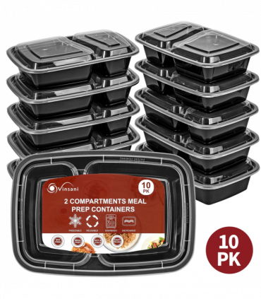 VINSANI 20pk 2 COMPARTMENTS MEAL PREP CONTAINERS 1010475