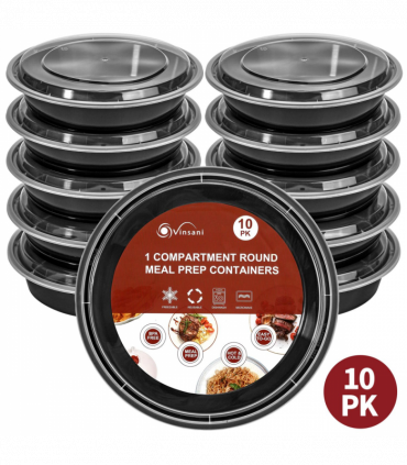VINSANI 20pk ROUND 1 COMPARTMENT MEAL PREP CONTAINERS 1010493