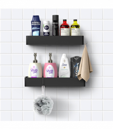 VINSANI 2pc BLACK SHOWER CADDY 1010503