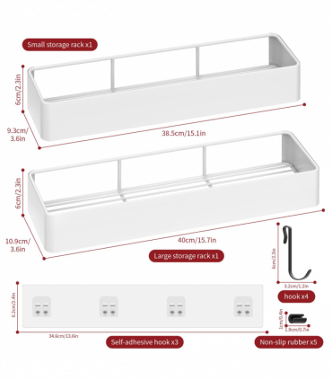 VINSANI 2pc WHITE SHOWER CADDY 1010504