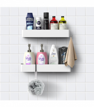 VINSANI 2pc WHITE SHOWER CADDY 1010504