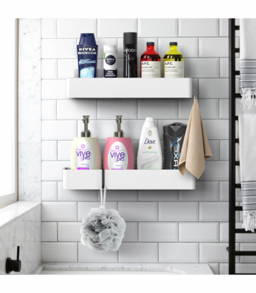 VINSANI 2pc WHITE SHOWER CADDY 1010504