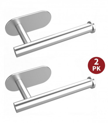 VINSANI 2pk TOILET ROLL DISPENSER SELF ADHESIVE BRUSH SILVER 1010071