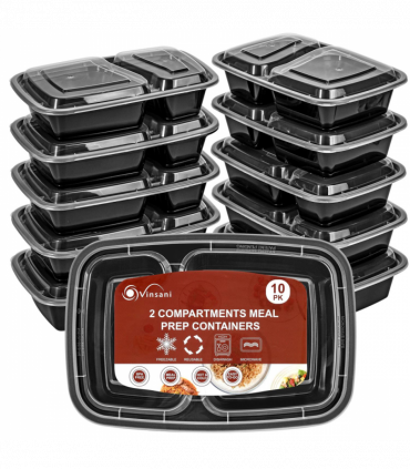 VINSANI 30pk 2 COMPARTMENTS MEAL PREP CONTAINERS 1010476