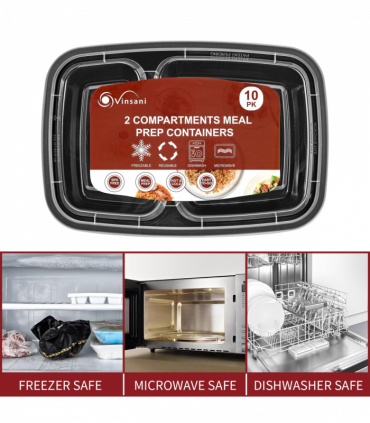 VINSANI 30pk 2 COMPARTMENTS MEAL PREP CONTAINERS 1010476