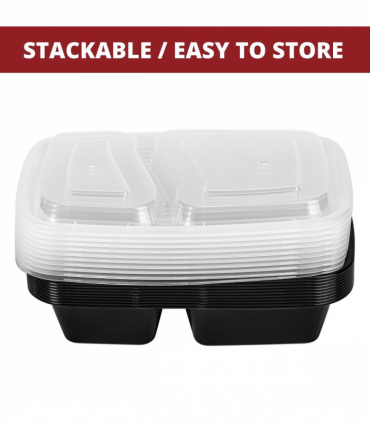 VINSANI 30pk 2 COMPARTMENTS MEAL PREP CONTAINERS 1010476