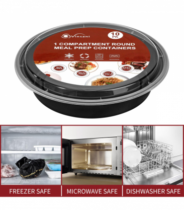 VINSANI 30pk ROUND 1 COMPARTMENT MEAL PREP CONTAINERS 1010494