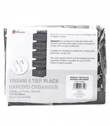 VINSANI 5TIER BLACK HANGING ORGANISER 1010282