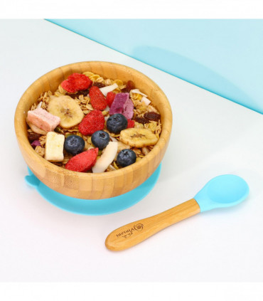 VINSANI BAMBOO BOWL & SPOON SET BLUE 0000197