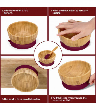 VINSANI BAMBOO BOWL & SPOON SET RED 0000241