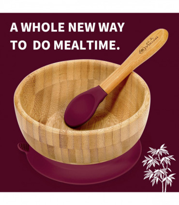 VINSANI BAMBOO BOWL & SPOON SET RED 0000241