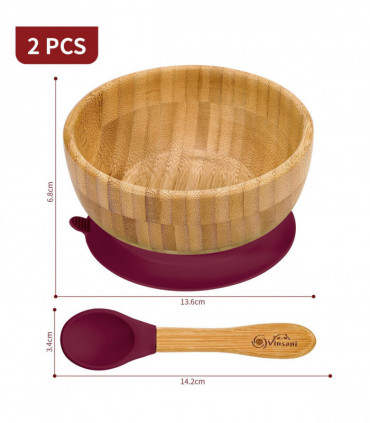 VINSANI BAMBOO BOWL & SPOON SET RED 0000241