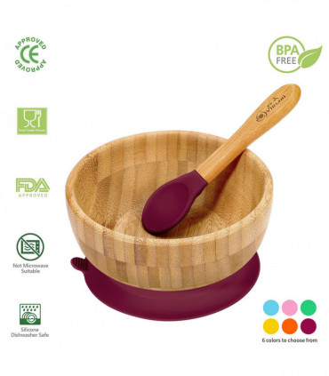 VINSANI BAMBOO BOWL & SPOON SET RED 0000241