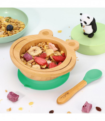 VINSANI FROG BAMBOO BOWL & SPOON SET GREEN 0000221