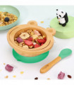 VINSANI FROG BAMBOO BOWL & SPOON SET GREEN 0000221