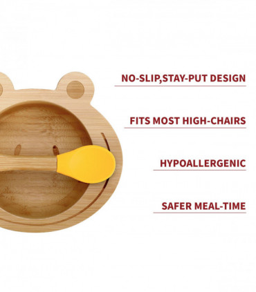 VINSANI FROG BAMBOO BOWL & SPOON SET YELLOW 0000223