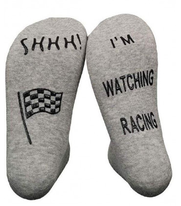 VINSANI GREY I'M WATCHING RACING SOCKS 0009599