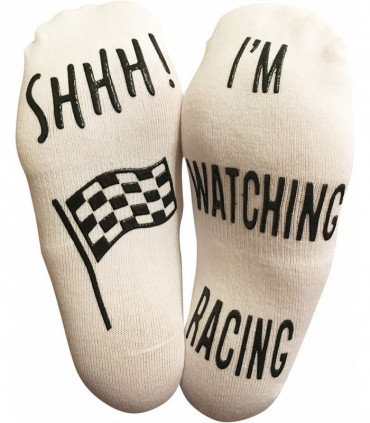 VINSANI WHITE I'M WATCHING RACING SOCKS 0009597