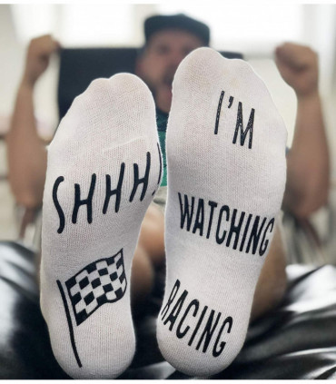 VINSANI WHITE I'M WATCHING RACING SOCKS 0009597