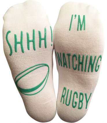 VINSANI WHITE I'M WATCHING RUGBY SOCKS 0009593