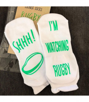VINSANI WHITE I'M WATCHING RUGBY SOCKS 0009593