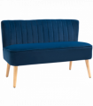 Velvet-Feel Double Sofa w/ Wood Frame Foam Padding High Back, Grey