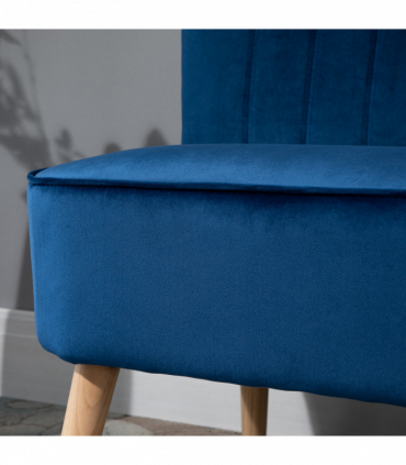 Velvet-Feel Double Sofa w/ Wood Frame Foam Padding High Back, Grey