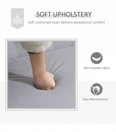 Velvet-Feel French Inspired Two-Seat Lounger Couch w/ Wood Frame Vintage