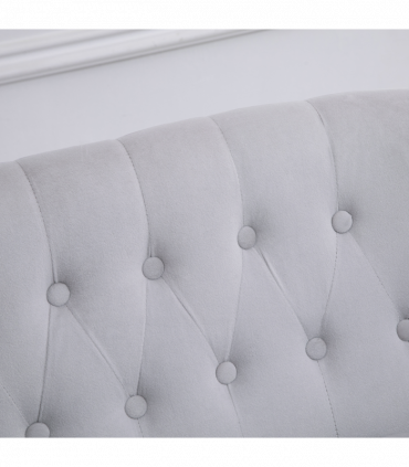 Velvet-Feel French Inspired Two-Seat Lounger Couch w/ Wood Frame Vintage