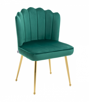 Velvet-Feel Shell Luxe Accent Chair Home Bedroom Lounge with Metal Legs Green
