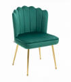 Velvet-Feel Shell Luxe Accent Chair Home Bedroom Lounge with Metal Legs Green