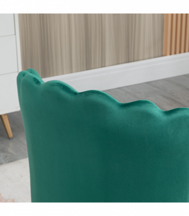 Velvet-Feel Shell Luxe Accent Chair Home Bedroom Lounge with Metal Legs Green