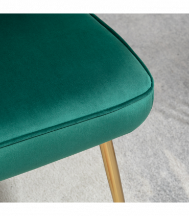 Velvet-Feel Shell Luxe Accent Chair Home Bedroom Lounge with Metal Legs Green