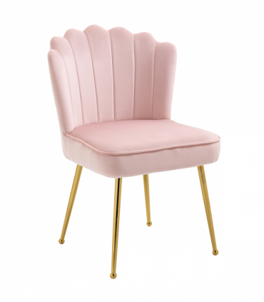Velvet-Feel Shell Luxe Accent Chair Home Bedroom Lounge with Metal Legs Pink