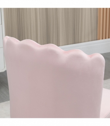 Velvet-Feel Shell Luxe Accent Chair Home Bedroom Lounge with Metal Legs Pink