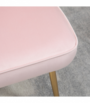 Velvet-Feel Shell Luxe Accent Chair Home Bedroom Lounge with Metal Legs Pink