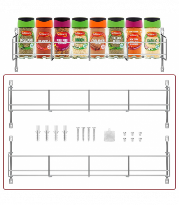 2 Tier Spice Herb Jar Rack Holder for Kitchen Door Cupboard Wall Storage Unit