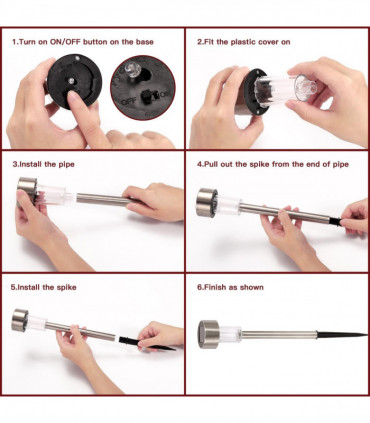 Vinsani 10 X Colour Change Stainless Steel Solar Powered Stick Post LED Lights Rechargeable Outdoor Garden Border Patio Path Driveway Entrance Marking Water Resistant Lamps