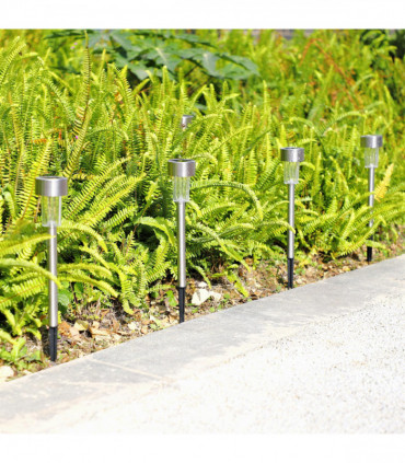 Vinsani 10 X Colour Change Stainless Steel Solar Powered Stick Post LED Lights Rechargeable Outdoor Garden Border Patio Path Driveway Entrance Marking Water Resistant Lamps