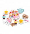 SOKA 54pc Birthday Party Cream Fruit Cake Dessert Pretend Role Play Toy Food Set Afternoon Tea Party for Kids Children Girls Boys Age 6 year old - Pink