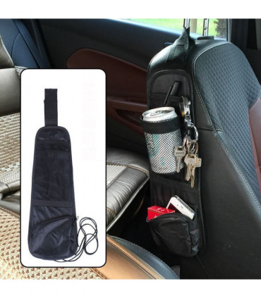 Vinsani Car Multi Side Pocket Seat Storage Hanging Bag Organise Pouch - Black