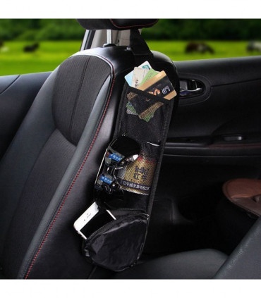 Vinsani Car Multi Side Pocket Seat Storage Hanging Bag Organise Pouch - Black