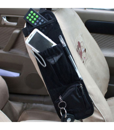 Vinsani Car Multi Side Pocket Seat Storage Hanging Bag Organise Pouch - Black